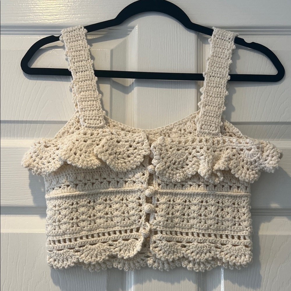 NWOT SEA Rylee Cream Crochet Crop Top Size XS - Picture 6 of 11
